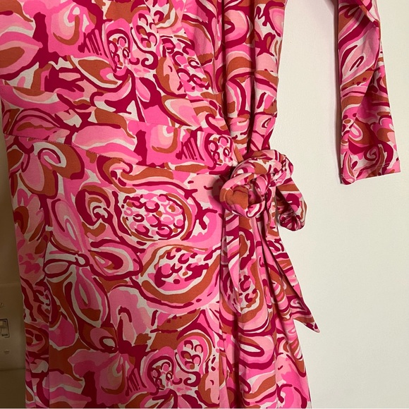 Lilly Pulitzer XS Karlie Wrap Romper Mango Salsa Pink - Picture 9 of 10